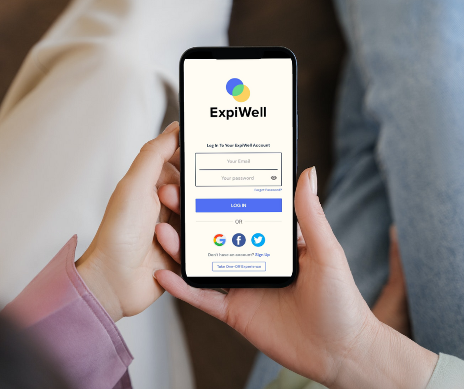 ExpiWell mobile app login screen